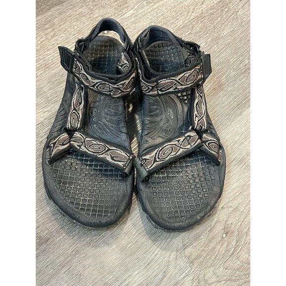 Teva Mens Valkyrie Sandals Black Gray Swirl Web Straps Adjustable 9M - Picture 1 of 7